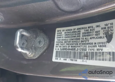 2011 Honda Cr-V Se z USA, uszkodzony, nr VIN 5J6RE4H46BL012950